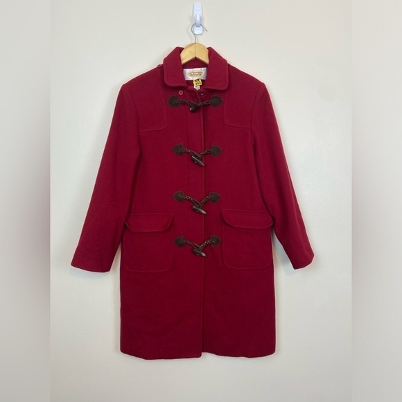 VINTAGE TALBOTS 100% Wool Pea Coat Leather Toggle Button Size 4 - Picture 1 of 9